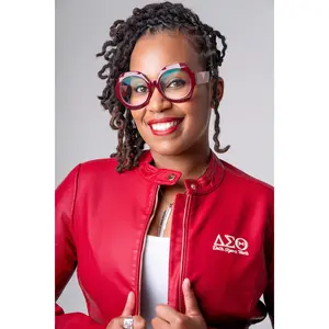 PU Leather Embroidered Delta Jacket (Crimson)