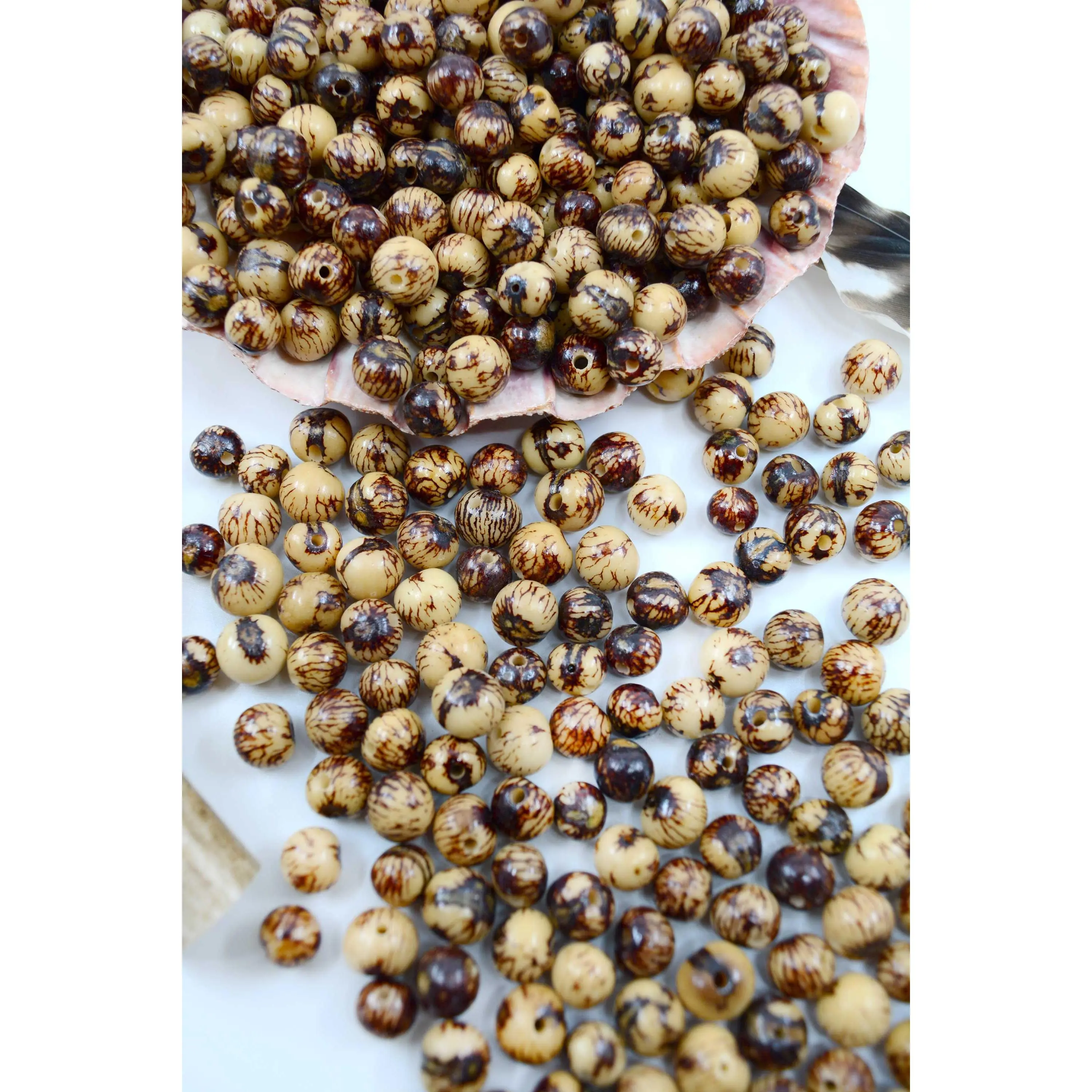 Natural Brown and Cream: Real Acai Beads from South America, 8-10mm / Pick your Qt