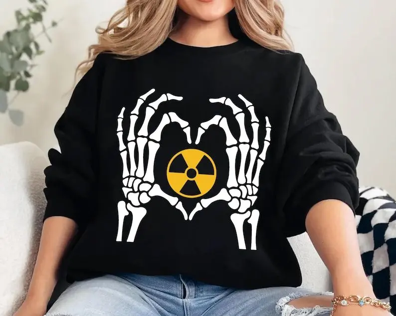 Radiology Skeleton Hands Heart Sweatshirt Or T Shirt, Rad Tech Outfit, X-Ray Technician Crewneck, Funny Radiology Gift