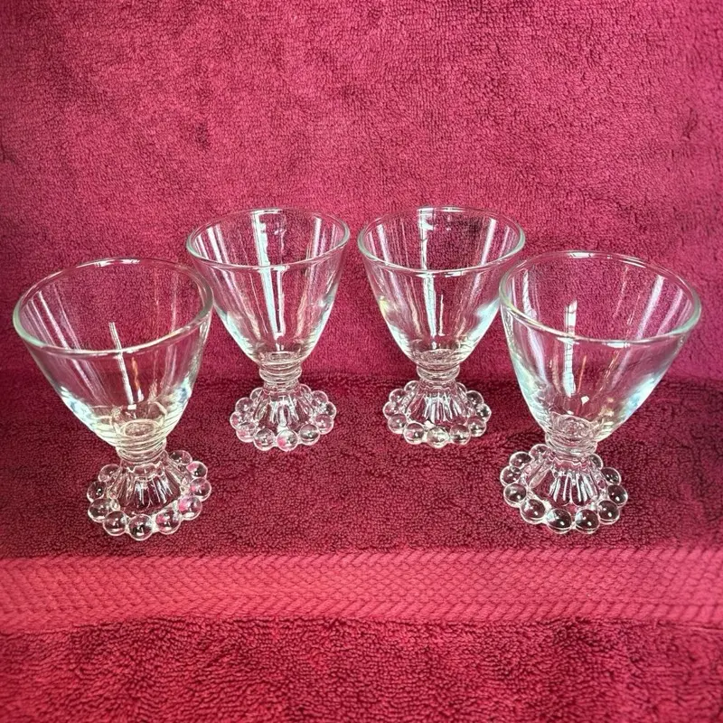Set of 8 Anchor Hocking Berwick Boopie Juice Wine Glasses Vintage Beaded 2 Sizes