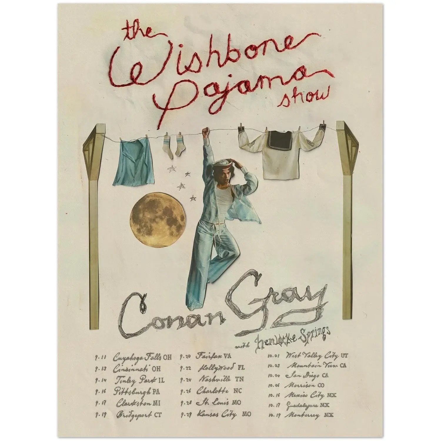 Conan Gray The Wishbone Pajama Show 2025 Tour Poster