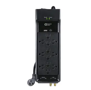 General Electric 15 ft 12-outlet Surge Protector Braided Cord in Black with USB Ports and LED Indicators