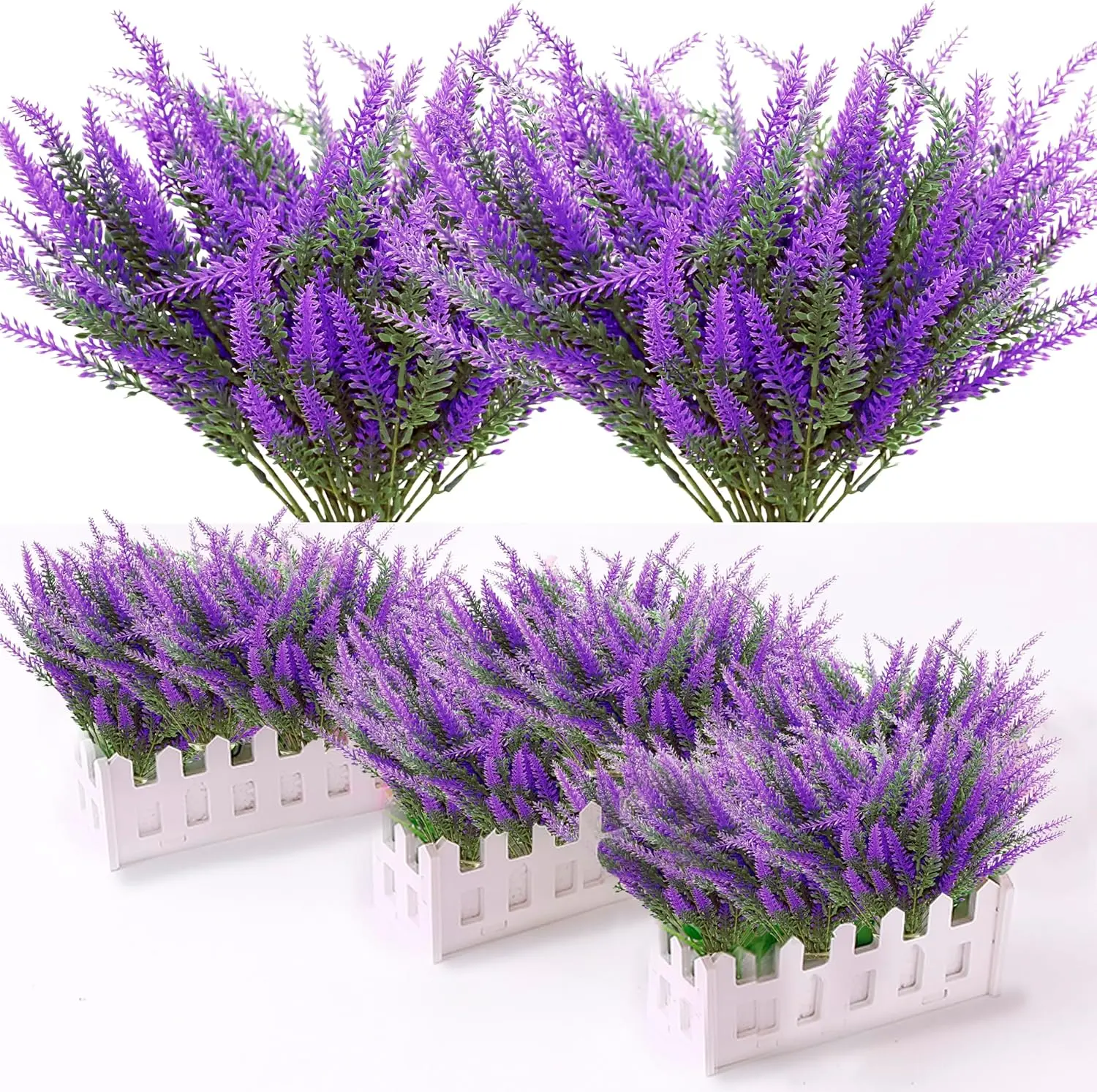 #DealsForYouDays Bouquet-Shaped Artificial Lavender Flowers Set, Plastic Lavender Ornaments, Father’s Day Gift for Indoor Outdoor Home Kitchen Decor, Wedding Bridal Centerpieces Arrangements