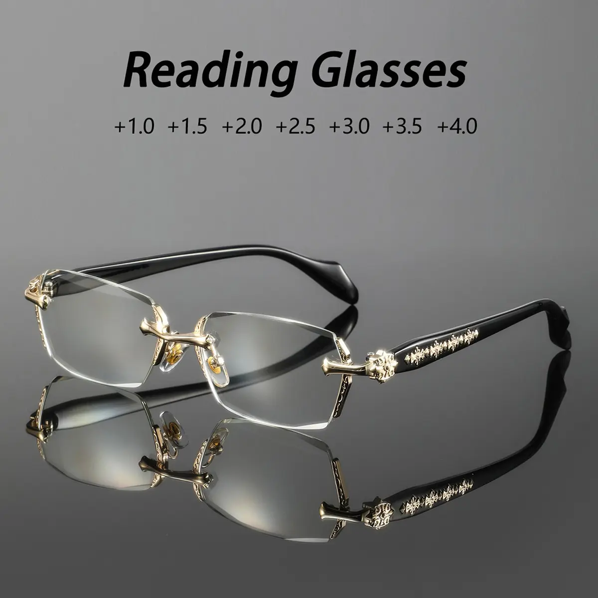 Men's Metal Square Frameless Vintage Literary Casual Lightweight Versatile Unique Simple Trendy Fashion Frameless Eyeglass Lightweight Eyewear Reading Glasses Lightweight Durable Vintage Style Eyeglasses Glasses