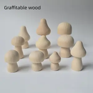 Unfinished Wooden Mushrooms Set, Natural Mini DIY Figures, Handicraft, Perfect for Arts, Crafts, Painting & Home Decor Projects, Wood Design, Wood Look