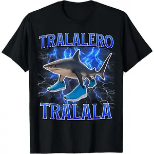 100% Cotton Tralalero Tralala Funny Shark Italian Brainrot Meme T-Shirt