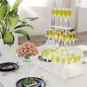 1 PC Party Champagne Display Stand 2-Tier / 3-Tier Thickened Transparent Acrylic Champagne Tower Wine Glass Holder, Suitable for Weddings, Parties, Gatherings