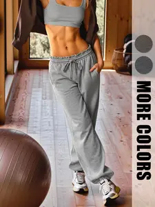 Women's Casual Jogger Pants, Outdoor Sports Running Dance Fitness Pants, Adjustable Drawstring Design, Comfortable Loose Fit, All Seasons Wear, Workout Casual Baggy