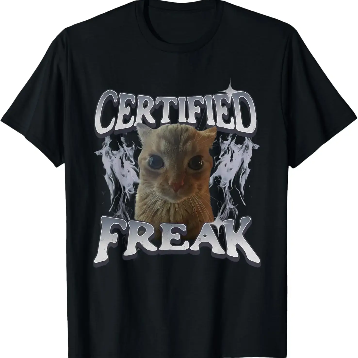 Men's Cotton T-Shirt - Certified Freak Funny Cat Meme Top, Breathable Streetwear Menswear, Ideal Gift for Cat Lovers