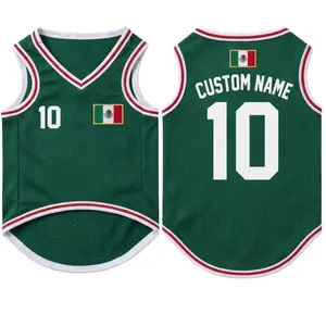 Pet Soccer Mexico Jersey, Team Dog Shirt, Game Day Outfit for Dogs, Custom Name Number Puppy Football Jersey