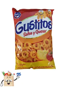 3 Gustitos Salsa y Queso ( Cheese and Sauce Corn Puffs Artificially Flavored) 3.3 oz (93 g) By BocaDeli Snack Crispy