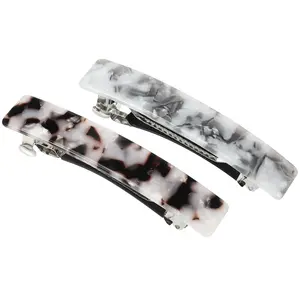 CHEIBEAR 2 Pcs Hair Barrettes, Tortoise Shell Hair Barrettes for Thick Hair, Fashion French Hair Accessories for Women, Gray, Brown