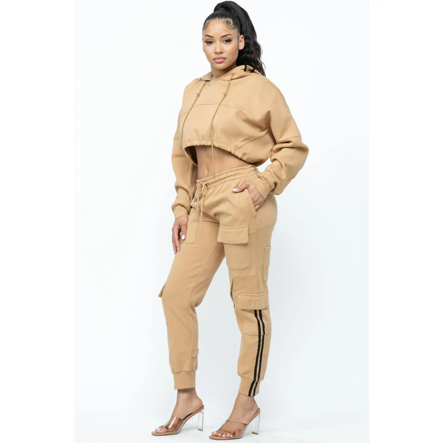 Crop Hoodie and Joggers Set- 3 Colors