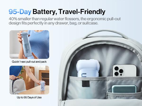 usmile C10 Portable Water Flosser with Guiding Nozzle, 4 Modes, 95-Day Battery Life, 180ml Water Tank Capacity, Cordless Oral Irrigator