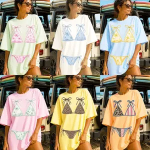 Comfort Colors Summer Bikini Shirt, Faux Patchwork Summer Shirt, Retro Summer Shirt, Leopard Patchwork, Lake Girl Tee, Summer Bikini Shirt, Bikini T- Shirt
