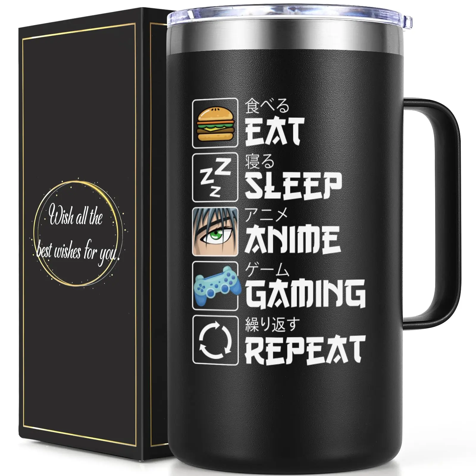 Lifecapido Anime Gifts for Men Women Summer 20oz Stainless Steel Vacuum Water Bottle Insulated Tumbler with Lid Straw Reusable Travel Mug for Iced Cold Coffee Gift Box Included Xmas Birthday Gift For Men Women Boys Girls Son Daughter Friend summerwins