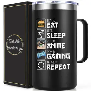 Lifecapido Anime Gifts Eat Sleep Anime Gaming Repeat Drinkware 20oz Insulated Coffee Mug With Lid Straw In Gift Box Stainless Steel Vacuum Tumbler For Men Women Boys Girls Daughter Son Friend Christmas Birthday summerwins summerwins