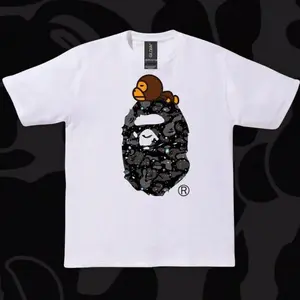 Y2K Aesthetic Bape Graphic Tee, Black Camo Ape Head Shirt, Brown Monkey Top, Unisex Streetwear Apparel