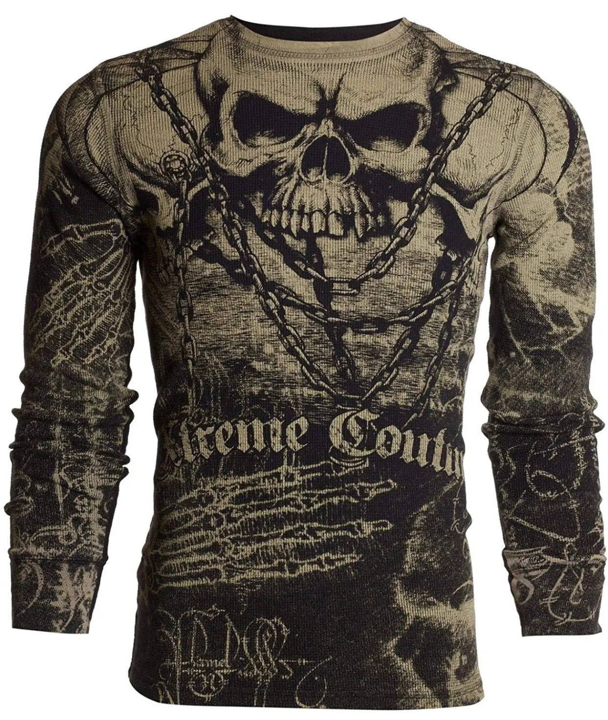 Xtreme Couture Men's Killer Long Sleeve T-Shirt, Casual Graphic Cotton Thermal Pullover with Front & Back Graphics, Tshirt