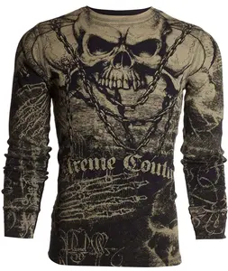 XTREME COUTURE Mens Long Sleeve KILLER Crewneck T-Shirt (Black/Tan) Cotton Menswear