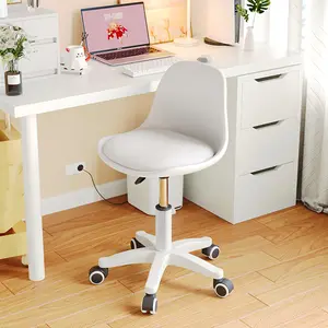 【Black Friday】Small Desk Chair Cute Armless Task Vanity Chair with Soft Padded Cushion, Plastic Height Adjustable Home Office Chairs for Teens Girls