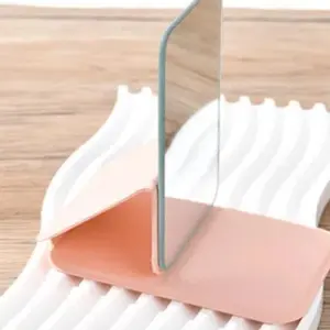 Elegant Foldable Mini Makeup Mirror with PU Stand, Portable Glass Cosmetic Mirror, Hand Washable, Suitable for Dormitory and Desktop Use