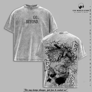 Bakugo vs All For One Vintage Oversize Washed T-Shirt – My Hero Academia Heavy Cotton Graphic Tee – Retro Anime Streetwear Unisex