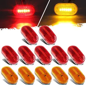 12Pcs 4 Inch Trailer Rectangular Led Side Marker Clearance Lights Lamp 6 Diodes w/Reflex Lens, Sealed 2x4 Reflective Rectangle Led Marker Lights Surface Mount for Truck Lorry Van Camper 12V