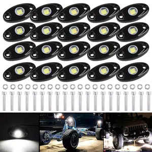 Pure White Rock Light 20 Pieces High Power Suitable for Jeep Off-Road Boat Truck UTV ATV -