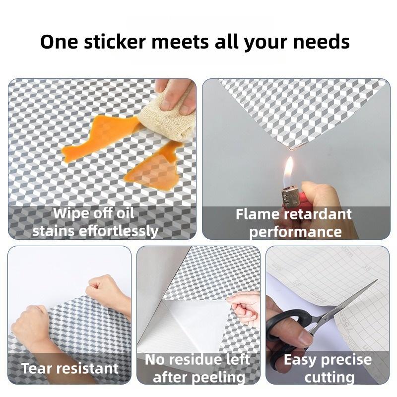 Self Adhesive Oil Proof Wall Sticker Waterproof Heat Resistant Durable Decor Film Practical protective decoration for kitchen bathroom and living room-MM1
