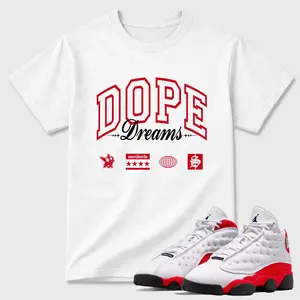 Unisex T-shirt To Match Sneakers Jordan 13 University Red - Dope Dreams. 100% Cotton for Casual Wear. Comfortable Summer Unisex T-Shirt to match Jordan Sneaker. Streetwear Style. urban outfitters