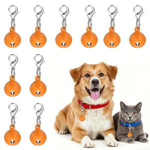 PETAXCELL 10pcs Cat Bell, Small Matte Pet Copper Bell Collars Charm with Lobster Buckle Loud Crisp Sound Anti-Lost Pendant Accessory(14mm, Orange) for Cat Dog DIY Crafts/Christmas Decor