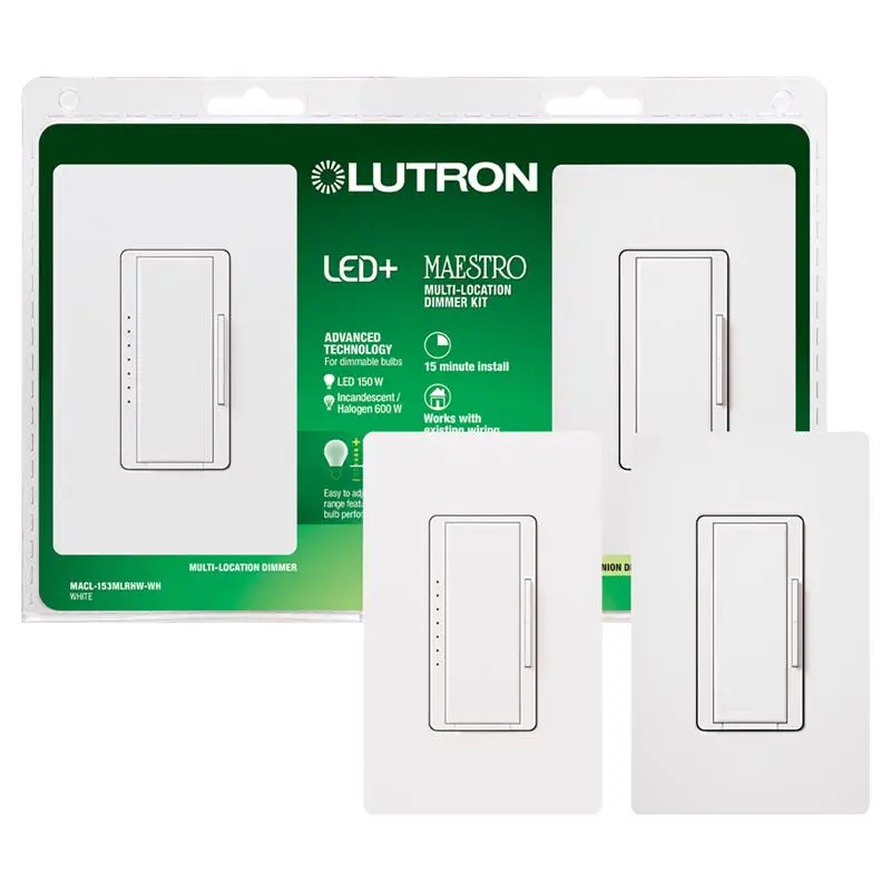 Lutron 3193828 Maestro 3-Way Dimmer Switch, 150W Max Load, White Finish