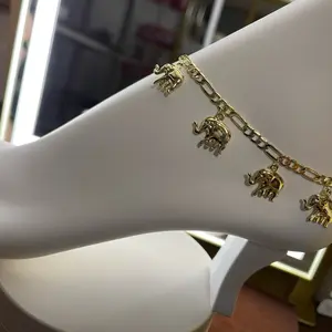 Oro Laminado Elephant Charm Bracelet Gold Tone Fashion Jewelry for Women