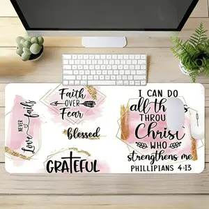 Pink Religious Inspirational Scripture Large Gaming Mouse Pad,Non Slip Mousepad,Aesthetic Desktop Drotection Pad,Washable Rubber Pad Non-Slip Lock Edge Multi-Size Mouse Pad Suitable For Home Office,Good Gift for Family and friends