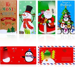 30-Pack Christmas Gift Card Money Holders with Envelopes 3.25x6.25-Inch 6 Festive Designs Holiday Cash Check Holder Party Favors