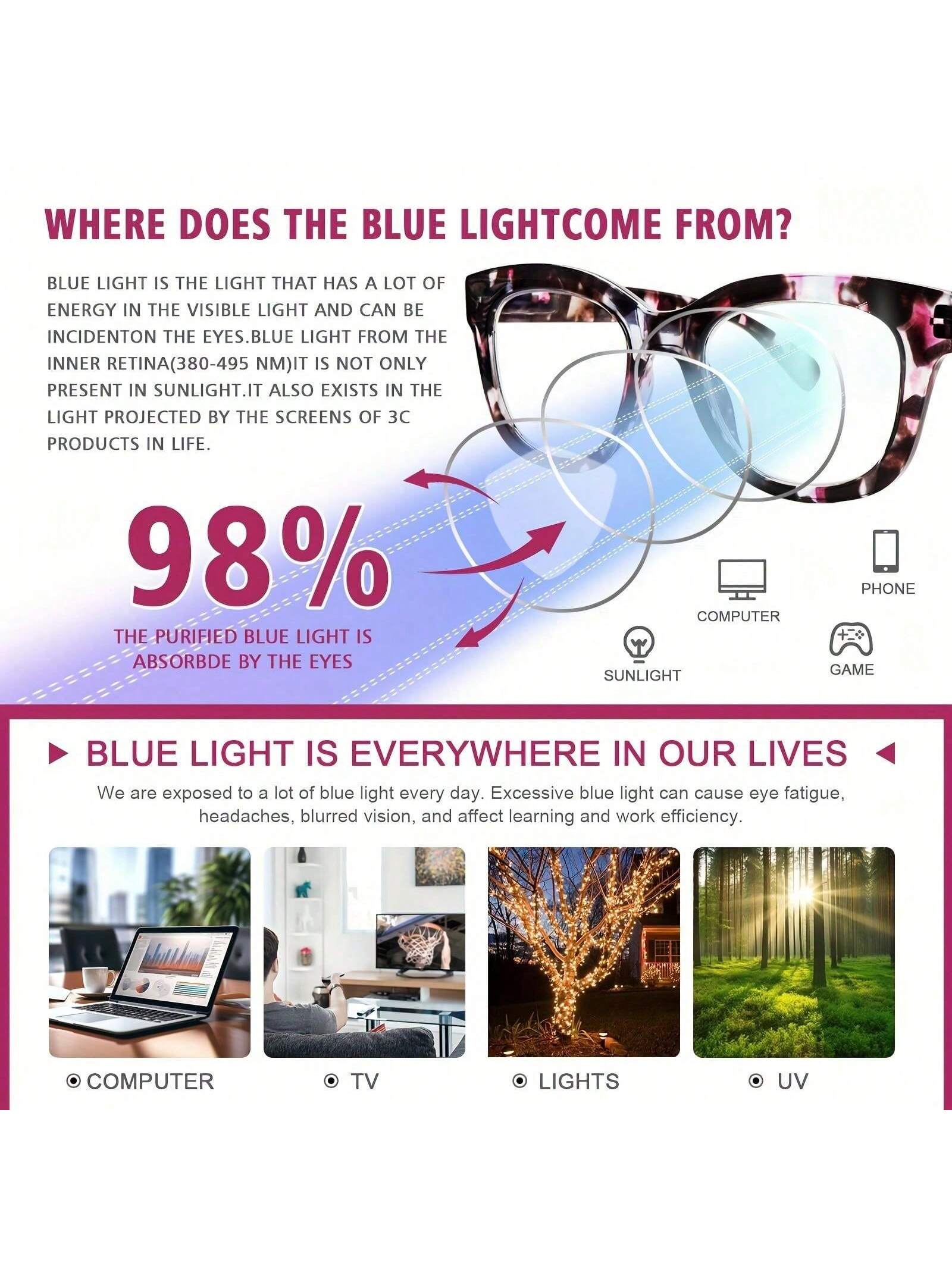 COJWIS 3 Pack Oprah Style Reading Glasses Blue Light Blocking Computer Readers Fashion Quality with Spring Hinge Eyeglasses for Men and Women