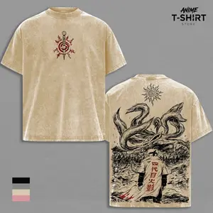 Minato Namikaze - NRT Anime Graphic Tee Vintage Washed Shirt Unisex Streetwear Fourth Hokage Anime Shirt Kurama Nine Tails Tee Naruto Anime Clothing Gift for Anime Lovers Fans EC4