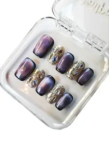 NailPosh\2.0cm square Press on nails 10 pcs\holiday nails collection\cute nails\handmade\high quality \reusable acrylic nails