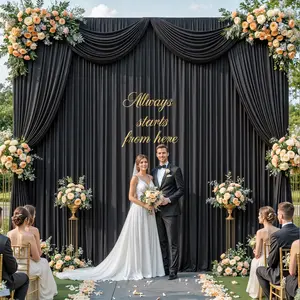 Backdrop Curtains 6 Pack Wrinkle-Free Polyester Fabric Panels for Photography Weddings Parties Baby Showers & Event Decor 5 x 7ft or 5 x 10ft Backdrop