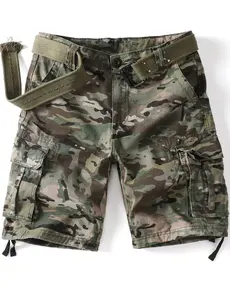 AKARMY Camo Cargo Shorts for Men Cotton Casual Wild Outdoor Work Relaxed Fit Shorts with Multi-Pockets 8062-08CP (No Belt) Menswear Tropical