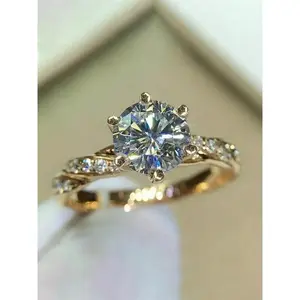 Classic Fashion Artificial Zircon Ring, Elegant Rhinestone Decorative Ring for Women, Solitaire Engagement Rings, Wedding Engagement Bridal Jewelry Gift