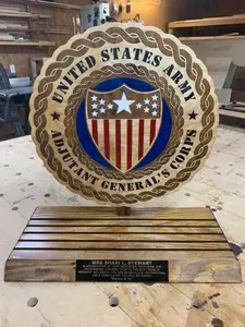 US Army Adjutant General's Corps ROUND DESIGN Coin Stand / AG CHALLENGE COIN DISPLAY (2)