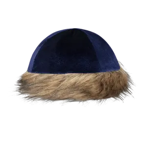 Mini Blue Shtreimel For Kids & Adults – Traditional Jewish Hasidic Costume Hat with Faux Fur Trim & Velvet Kippah - Costume Dress Accessory for Boys & Girls