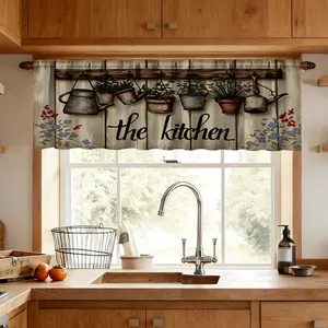 1pc Vintage Plant Pattern Curtain, Kitchen Valance, Ideal for Coffee Shops, Restaurant Entrances, Home Decor, Perfect for Interior Enthusiasts