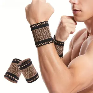 2pcs Copper Wrist Compression Brace for Support - Elastic Sleeve for Tendonitis, Arthritis, Carpal Tunnel - Soft Wrap for Sports, Fitness, Typing