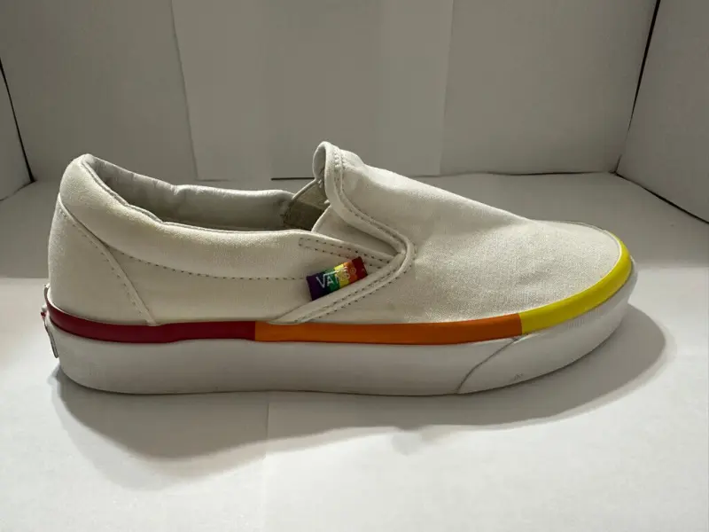 Vans Classic Slip On Size 6 Mens 7 Women Rainbow Foxing Pride White Rainbow Footwear Boy