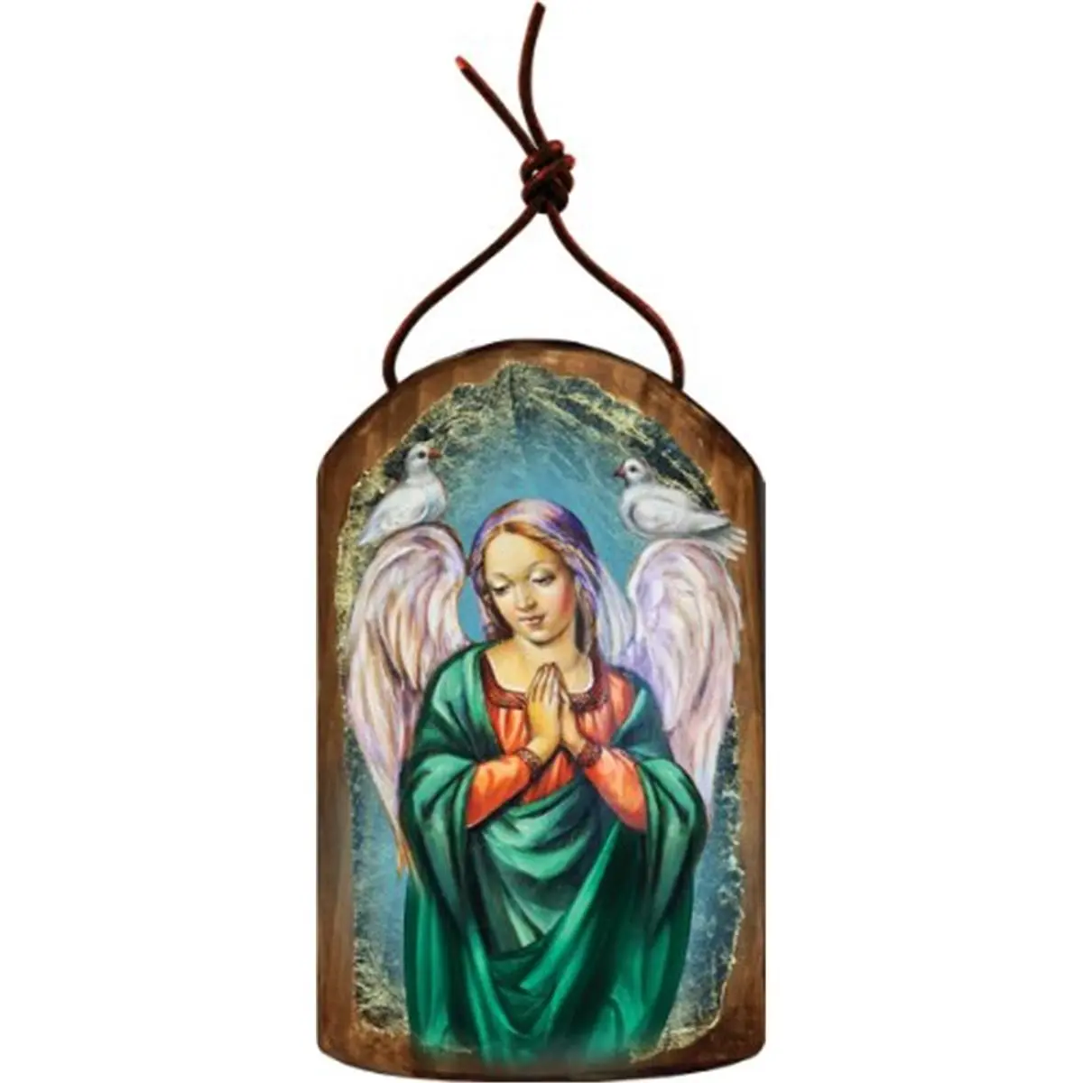 GDeBrekht 87026 Classic Inspirational Icon Angel With Dove Wooden Ornament - Gold Leaf, Silver Leaf Wall Decor, Festive Home Supplies Gift, Iconic