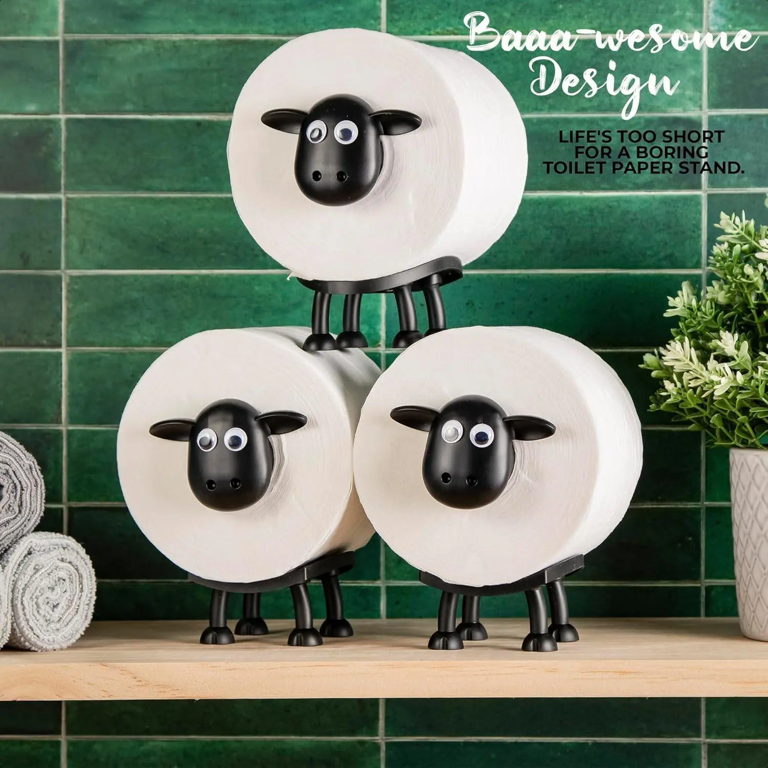 Interesting Sheep Tissue Holder 16cm x 9.5cm 3D Printed Toilet Roll Holder for Rolls with 4.2cm Diameter Kitchen Towel Holder