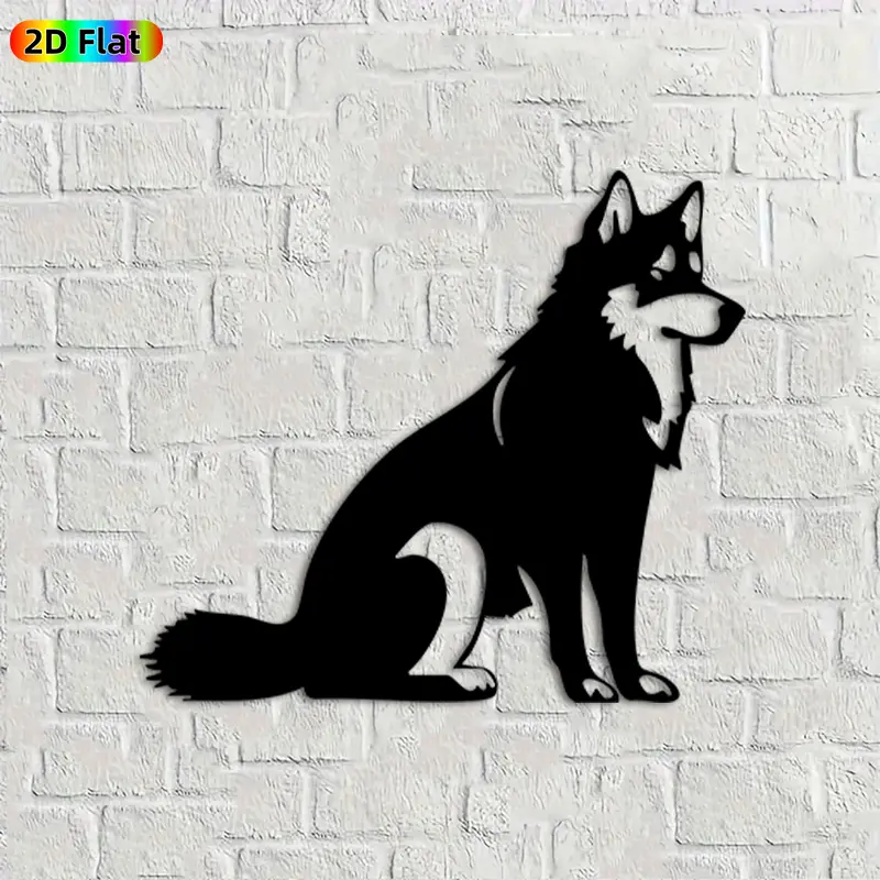 1pc Husky Metal Wall Art,Handsome Husky Statue Mural, Ideal Gift for New Year, Christmas, Pet Decor Enthusiasts, Weather-Resistant Metal Wall Decor Wall Sculptures, Perfect for Living Room Wall & Garden Fence Husky Lovers